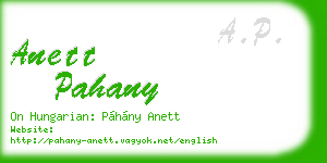 anett pahany business card